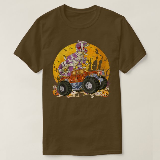 T-shirt Dinosaur T Rex Mummy Citrouille Monster Camion (Design devant)