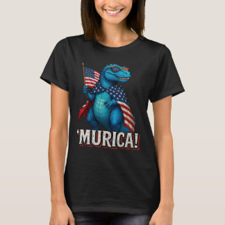 T-shirt Dinosaur T Rex Murica Fête Américaine Drapeau Amér