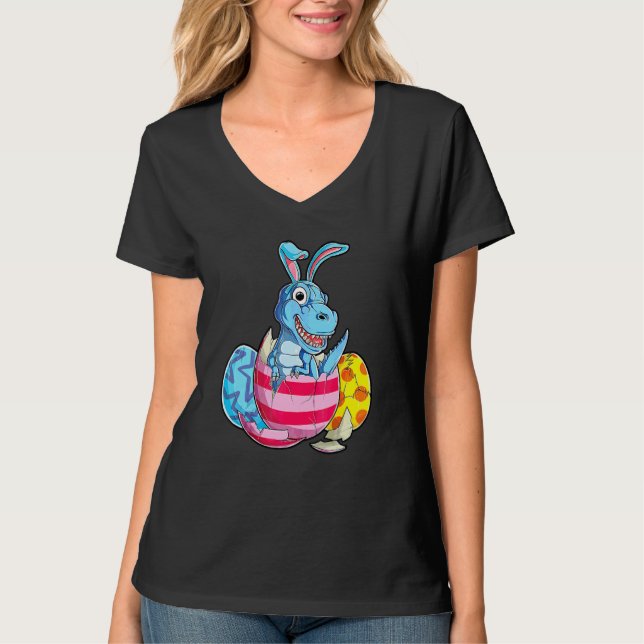 T-shirt Dinosaur T Rex OEufs de lapin de Pâques Oreilles G (Devant)