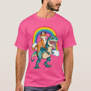 T-shirt Dinosaur T Rex Rainbow Cloud Éclats Fox