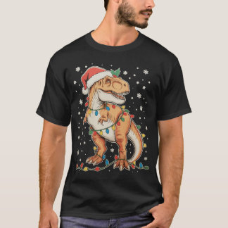 T-shirt Dinosaur T Rex Xmas Dino Christmas Lights Holiday