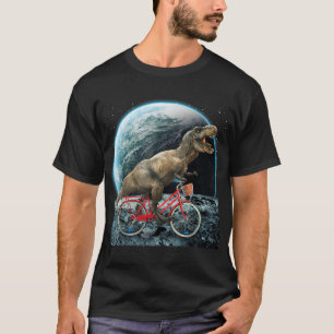 T-shirt Dinosaur Trex Dans L'Espace Vélo À Rider Sur La Lu