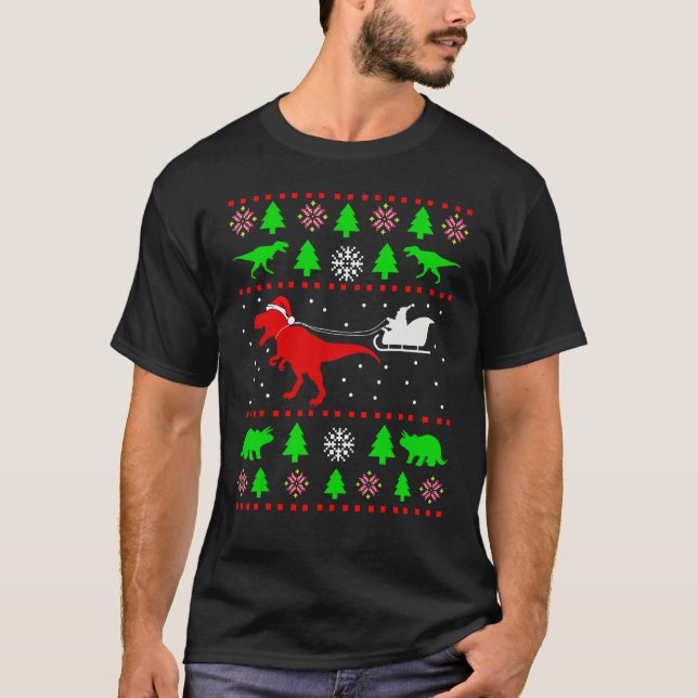 T-shirt Dinosaur Ugly Christmas Sweater  for adults kids 1 (Devant)
