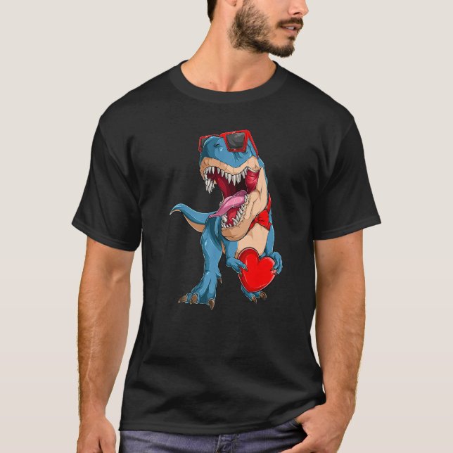 T-shirt Dinosaur valentine trex valentines day mothers day (Devant)