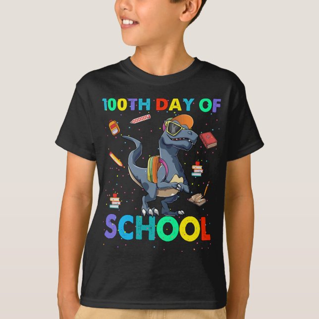 T-shirt Dinosaure 100 jours d'écoliers (Devant)