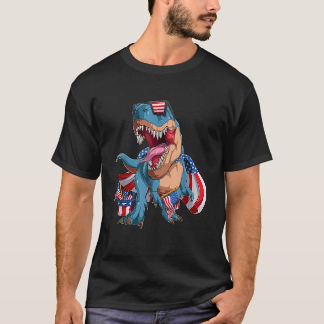 T-shirt dinosaure 4 juillet enfants garçons hommes amérisa (Devant)