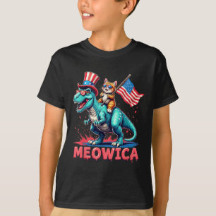 T-shirt Dinosaure 4 juillet Meowica American F