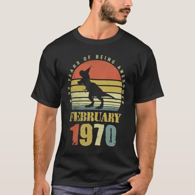 T-shirt Dinosaure 53 Ans Février Depuis 1970 53ème Bir (Devant)