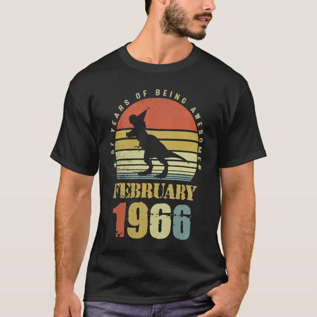 T-shirt Dinosaure 57 Ans Février Depuis 1966 57th Bir (Devant)