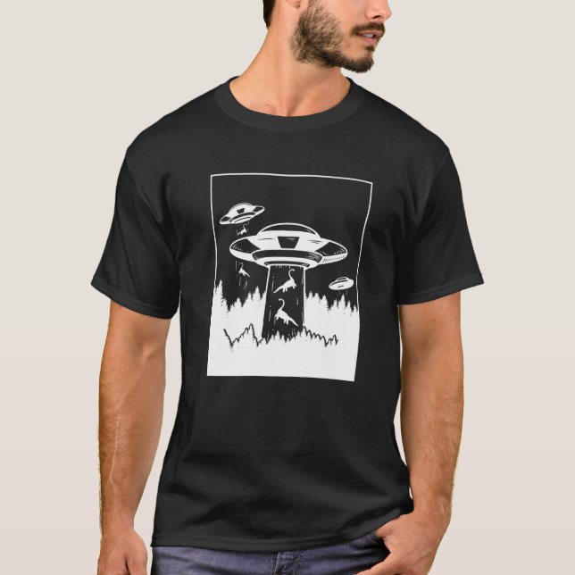 T-shirt Dinosaure Abduction Alien Sci Fi Ufo Extraterresti (Devant)
