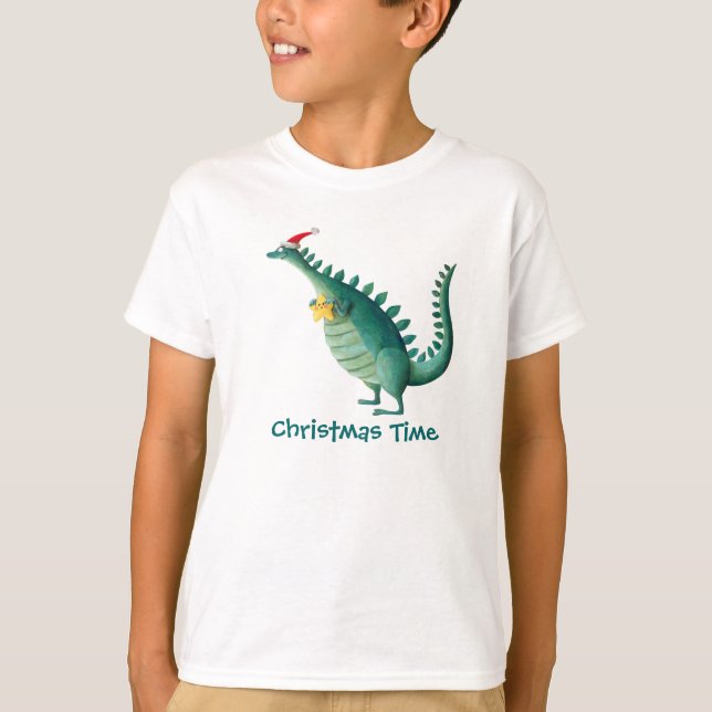 T-shirt Dinosaure - aide du père noël (Devant)