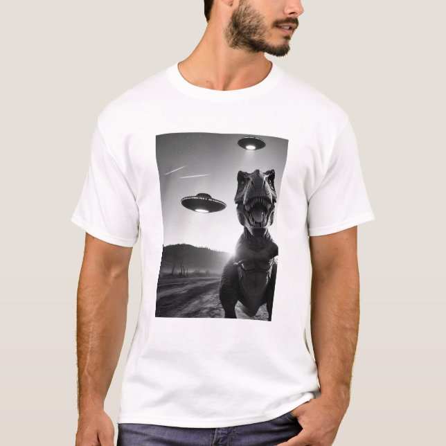 T-shirt Dinosaure Alien Dinosaure OVNI Selfie Dinosaure av (Devant)