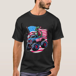 T-shirt Dinosaure américain Dinosaure monster Truck 4 juil