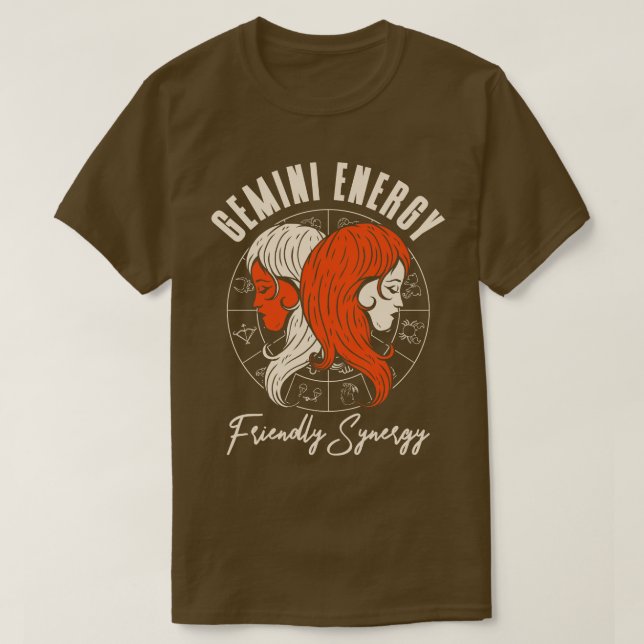 T-shirt Dinosaure Astrologique Gemini Syner amical (Design devant)