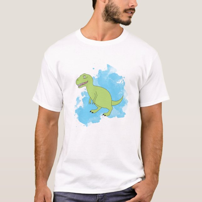 T-shirt Dinosaure avec peinture bleue (Devant)