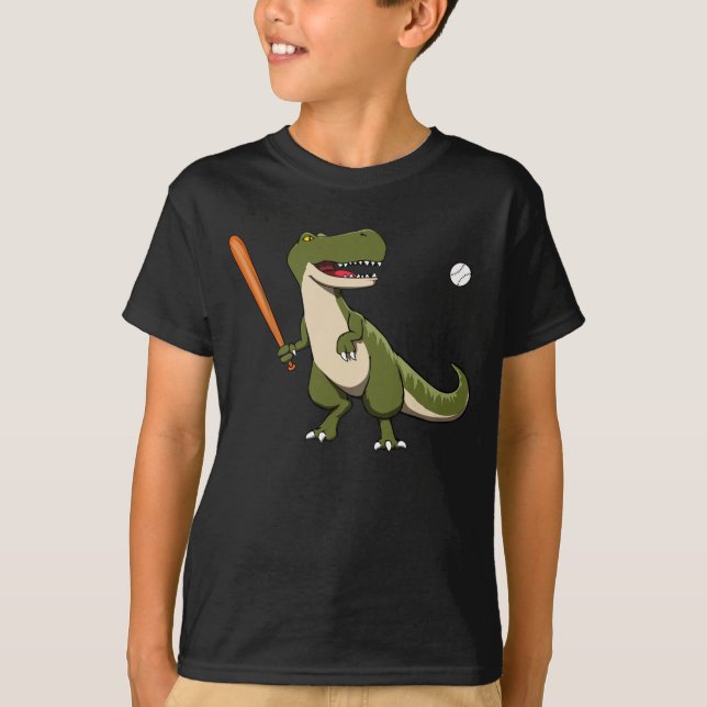 T-shirt Dinosaure Batteur de Baseball T-Rex (Devant)