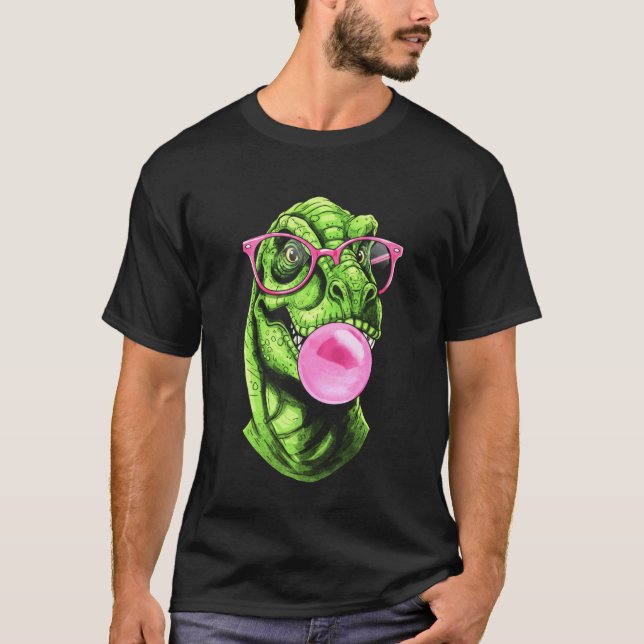 T-shirt Dinosaure Bubble Gum Rose Dinosaure mignon pour fe (Devant)