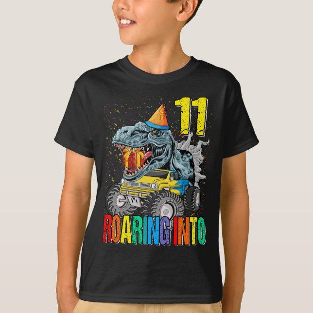 T-shirt Dinosaure Camion Monster 11e anniversaire (Devant)