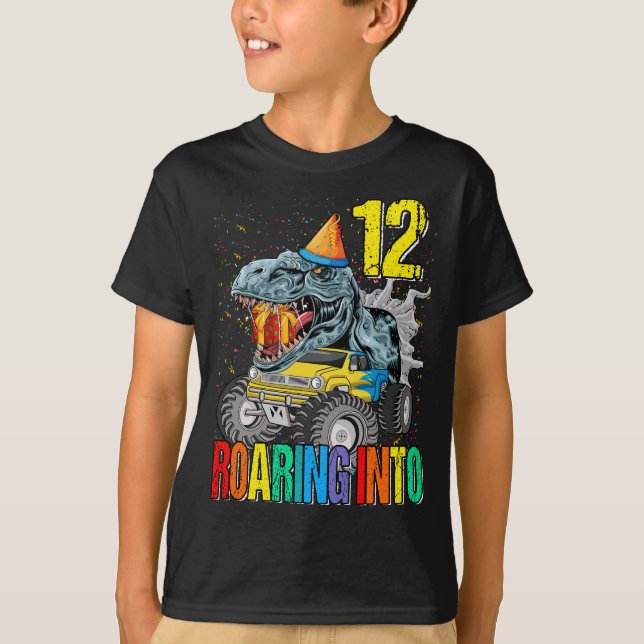 T-shirt Dinosaure Camion Monster 12e anniversaire (Devant)