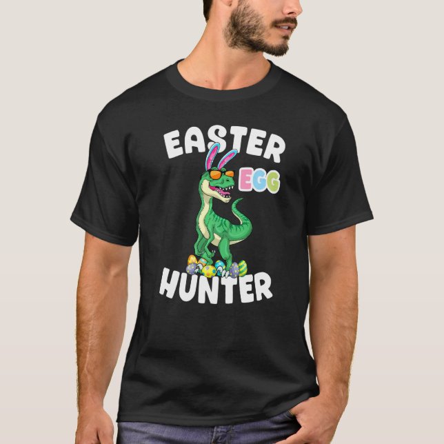 T-shirt Dinosaure Chasseur d'oeufs de Pâques Velociraptor  (Devant)