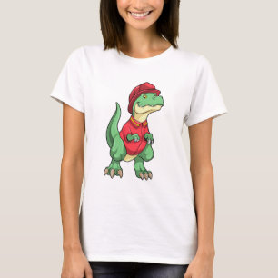 T-shirt Dinosaure comme pompier avec casque d'incendie