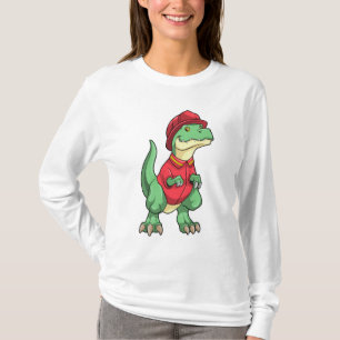 T-shirt Dinosaure comme pompier avec casque d'incendie