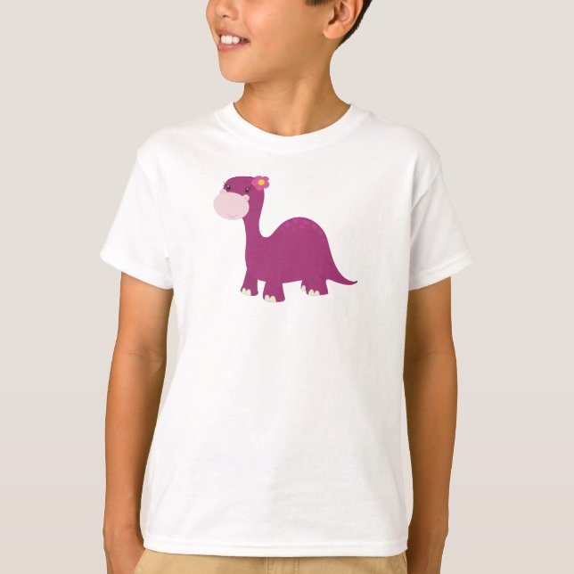 T-shirt Dinosaure Cute, Dinosaure Fille, Dinosaure Rose, D (Devant)