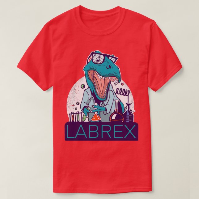 T-shirt Dinosaure dans les tubes d'essai de laboratoire La (Design devant)