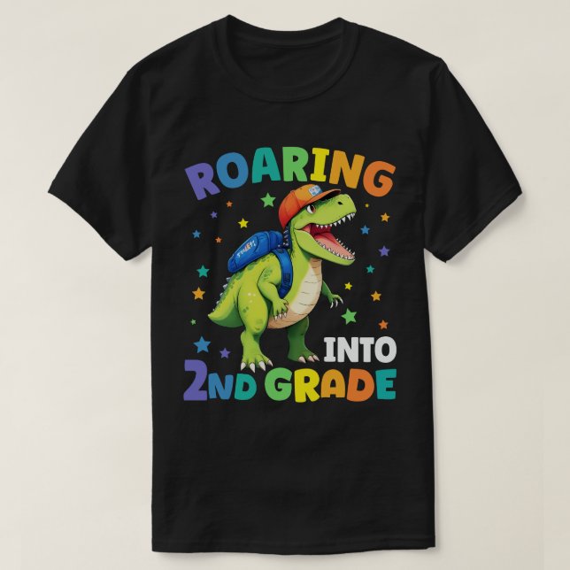 T-shirt Dinosaure de 2e année T Rex Retour à l'école (Design devant)