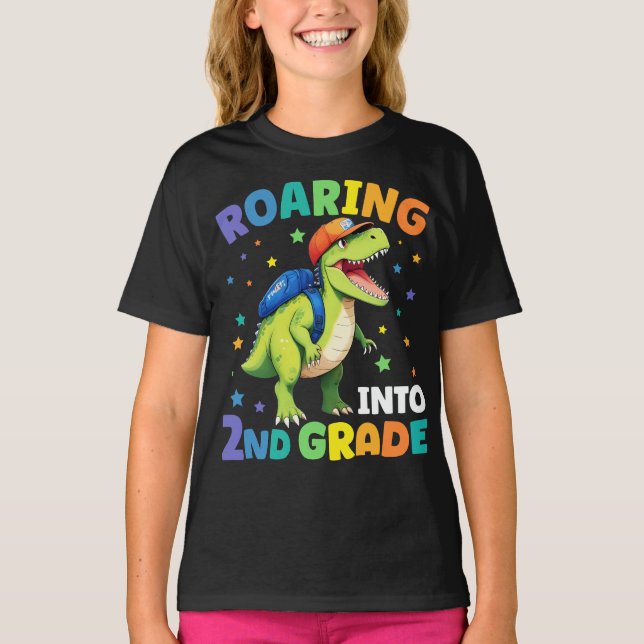 T-shirt Dinosaure de 2e année T Rex Retour à l'école (Devant)
