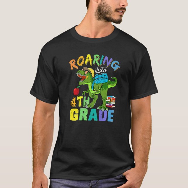 T-shirt Dinosaure De 4E Année Rôti À L'École Garçons Gi (Devant)