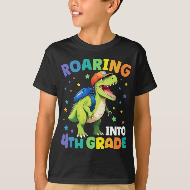 T-shirt Dinosaure de 4e année T Rex Retour à l'école (Devant)