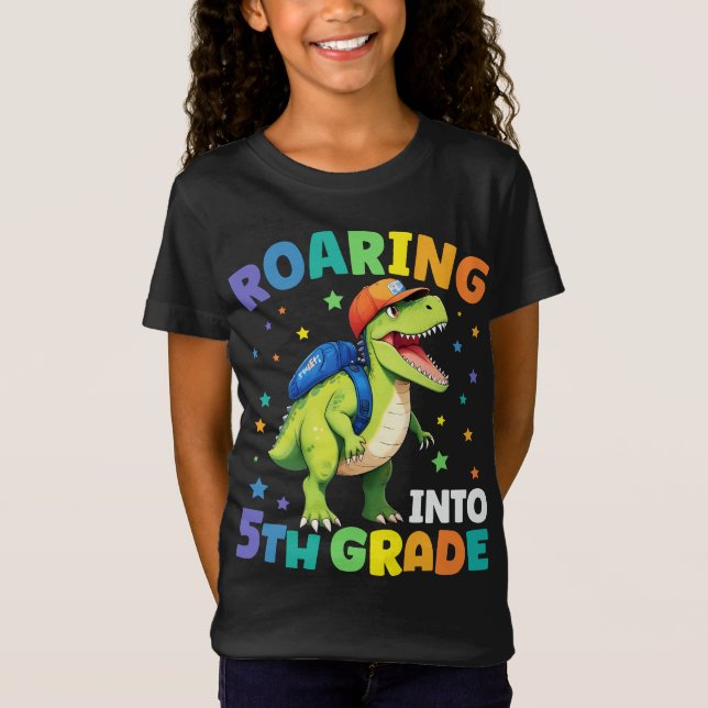 T-Shirt Dinosaure de 5e année T Rex Retour à l'école (Devant)