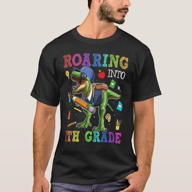 T-shirt Dinosaure De 7E Année Rex Retour À L'École (Devant)