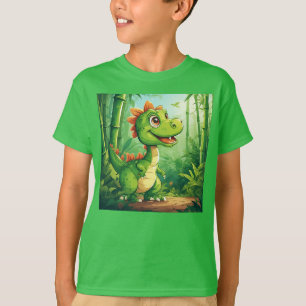 T-shirt Dinosaure de dessin animé adorable dans une jungle