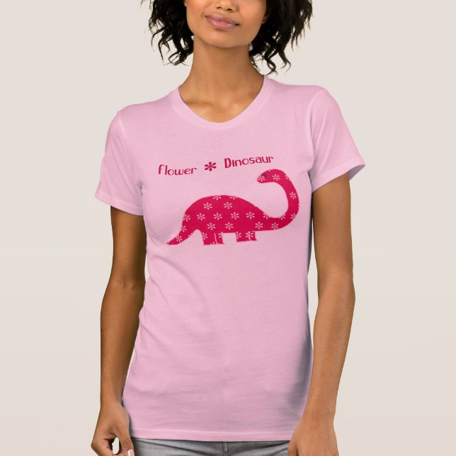 T-shirt Dinosaure de fleur - rose (Devant)