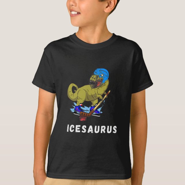 T-shirt Dinosaure de hockey Dino Jouer Hockey sur glace T- (Devant)
