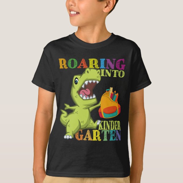 T-shirt Dinosaure de jardin d'enfants T Rex de nouveau à (Devant)