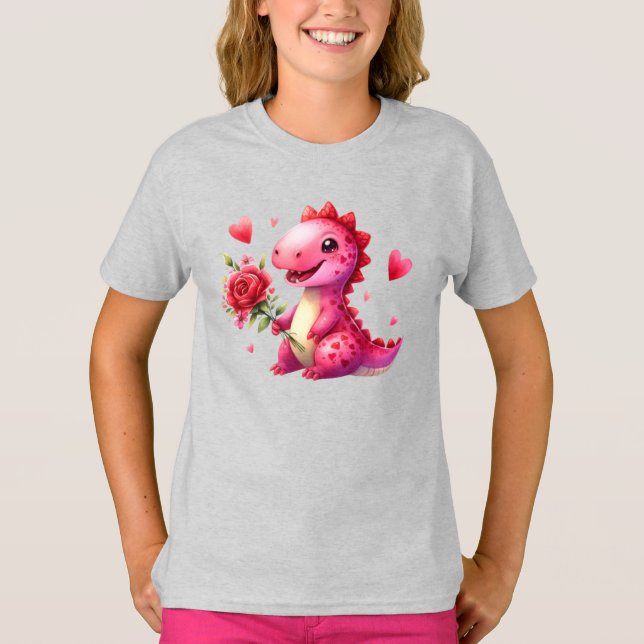 T-shirt Dinosaure de la Saint Valentin (Devant)