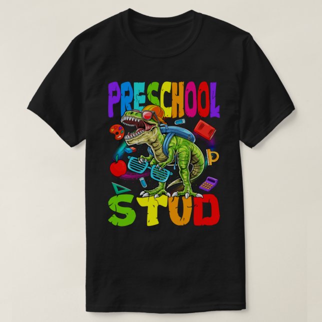 T-shirt Dinosaure De L'École Préscolaire Retourner À L'Éco (Design devant)