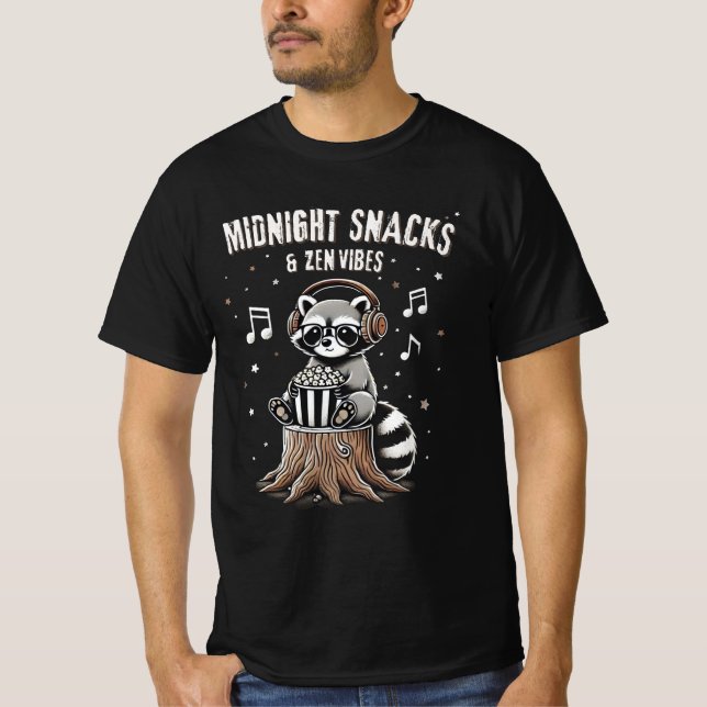 T-shirt Dinosaure de Midnight, raton laveur de Zen Vibes (Devant)