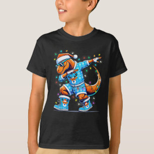 T-shirt Dinosaure de Noël T Rex Père Noël Lumières