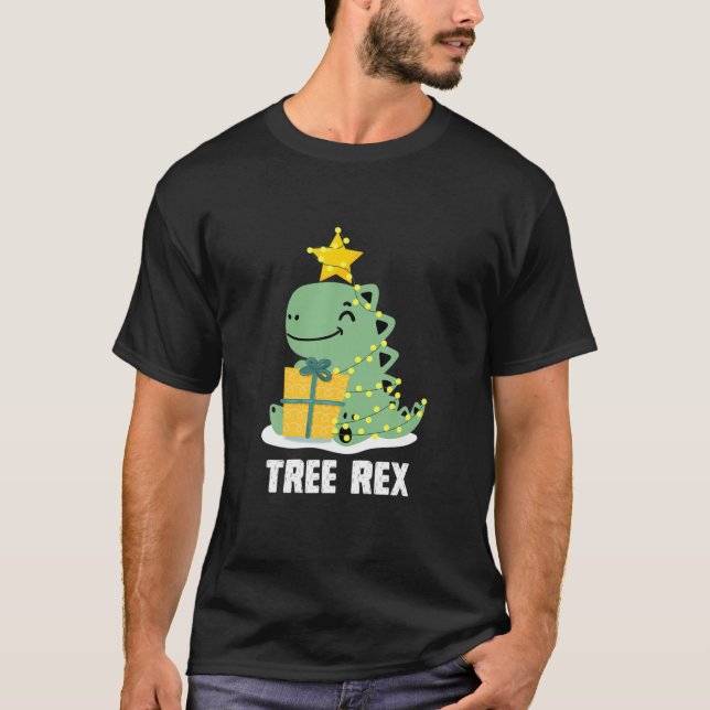 T-shirt Dinosaure de Noël T Rex Pyjamas Enfants Garçons Xm (Devant)