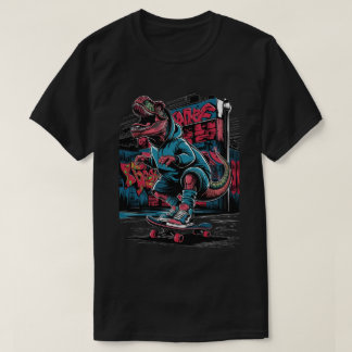 T-shirt Dinosaure de skateboard de graffiti de rue urbain