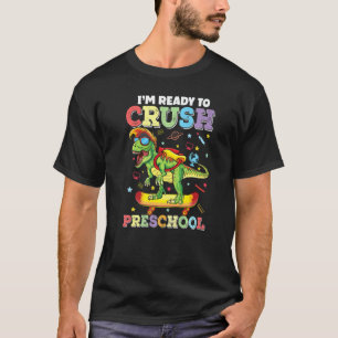 T-shirt Dinosaure de skateboard écrasant la maternelle de