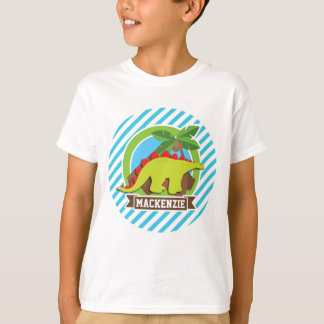 T-shirt Dinosaure de Stegosaurus vert et rouge ; Bleu et b