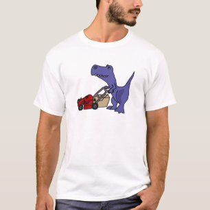 T-shirt Dinosaure de T-rex d'ANNONCE poussant la tondeuse