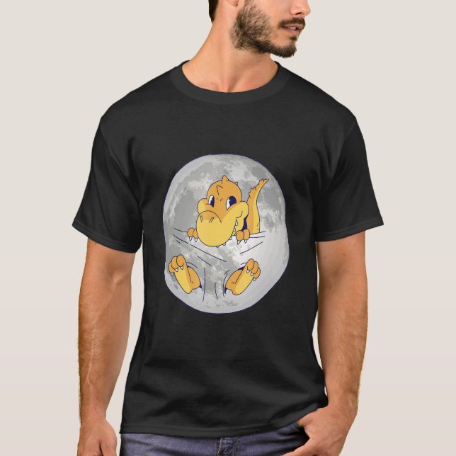 T-shirt Dinosaure Dino Bébé Dans La Lune Spatiale (Devant)