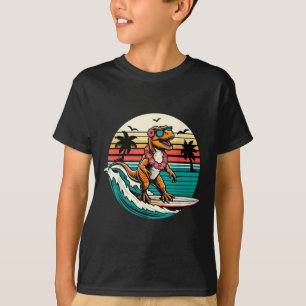 T-shirt Dinosaure Dinosaur Plage de surf été Surf Trex
