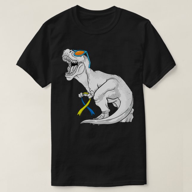 T-shirt Dinosaure Dos Sensibilisation au syndrome Enfants  (Design devant)